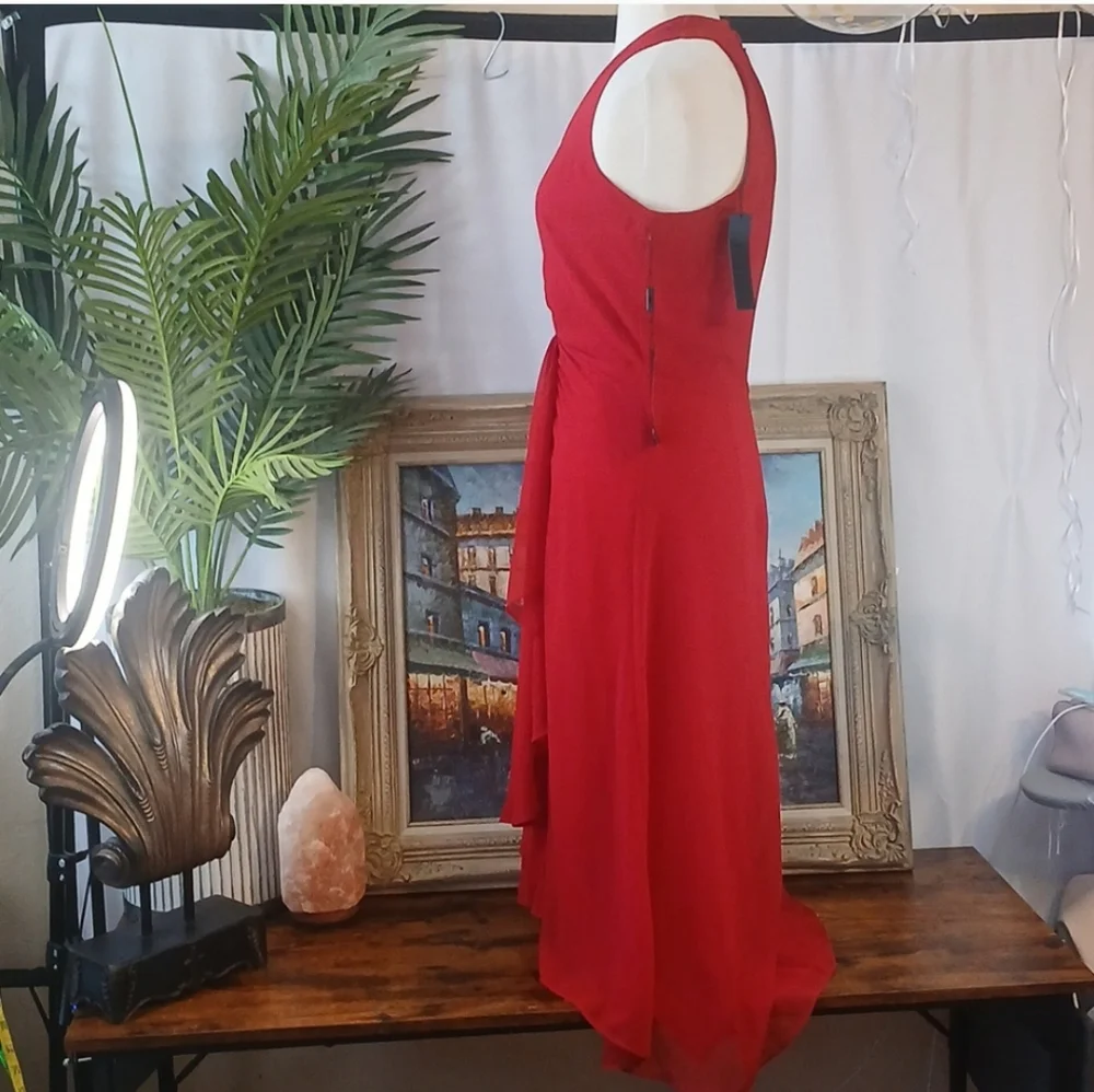 BNWT WHBM Elegant Red Halter Dress SZ 4 - Picture 6 of 10